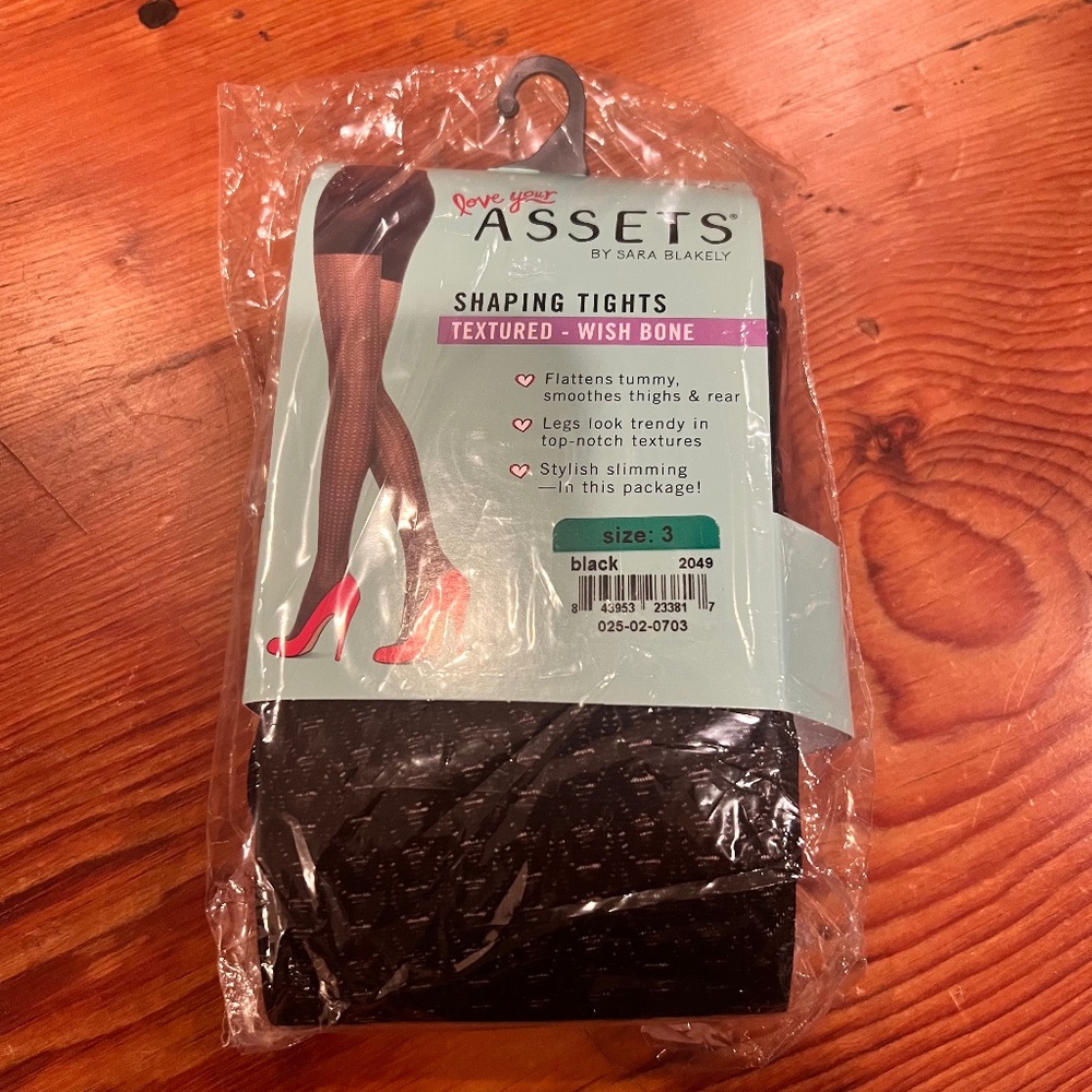 Spanx Love Your Assets Shaping Tights Size 3 (155-180#) Black Textured Pantyhose
